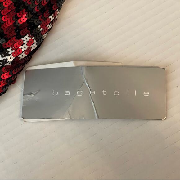 Bagatelle Red Black White Sequined Plaid Whimsical Glam Fringe Jacket NWT Size L - Picture 11 of 13